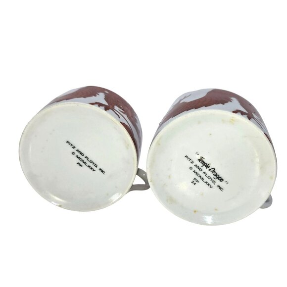 Fitz and Floyd Temple Dragon Porcelain Cups Set Red White Vintage Design JE116 - Picture 8 of 8